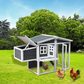 Wooden Chicken Coop,Waterproof Outdoor Large Chicken House for 4 Chickens, with a Removable Tray,Nesting Box, Wire Fence, and Other Compartments.